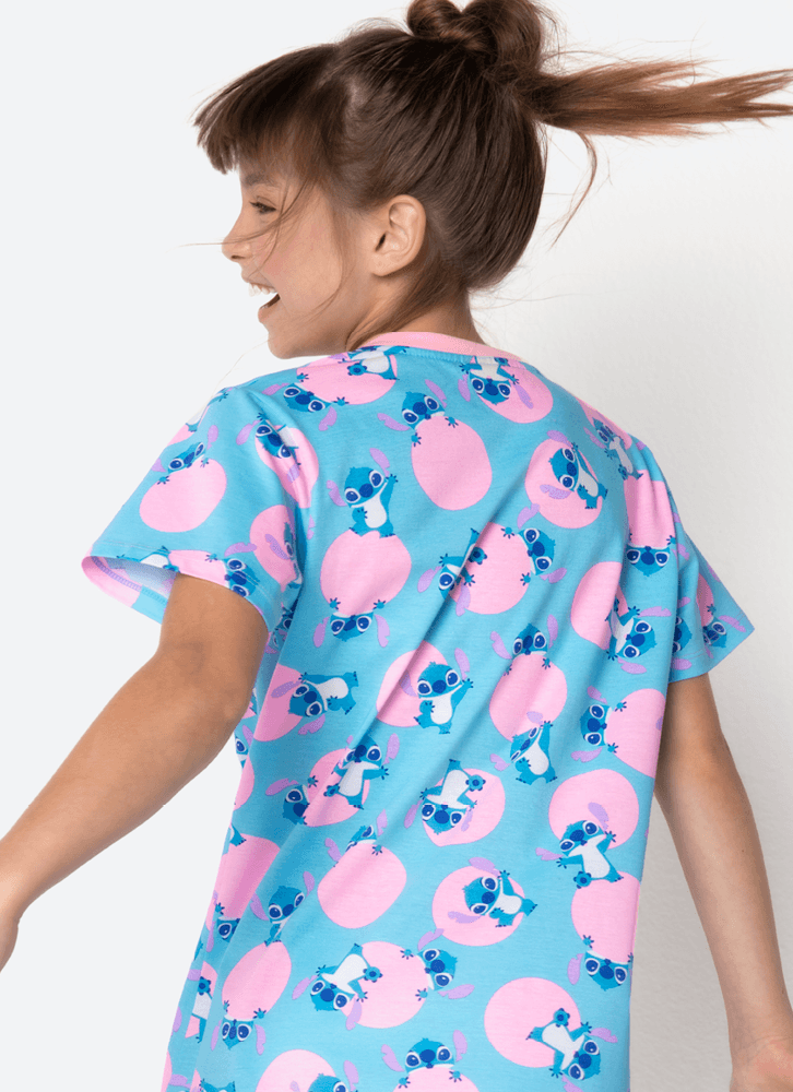 Camisola Manga Curta Algodão Menina Teen Stitch