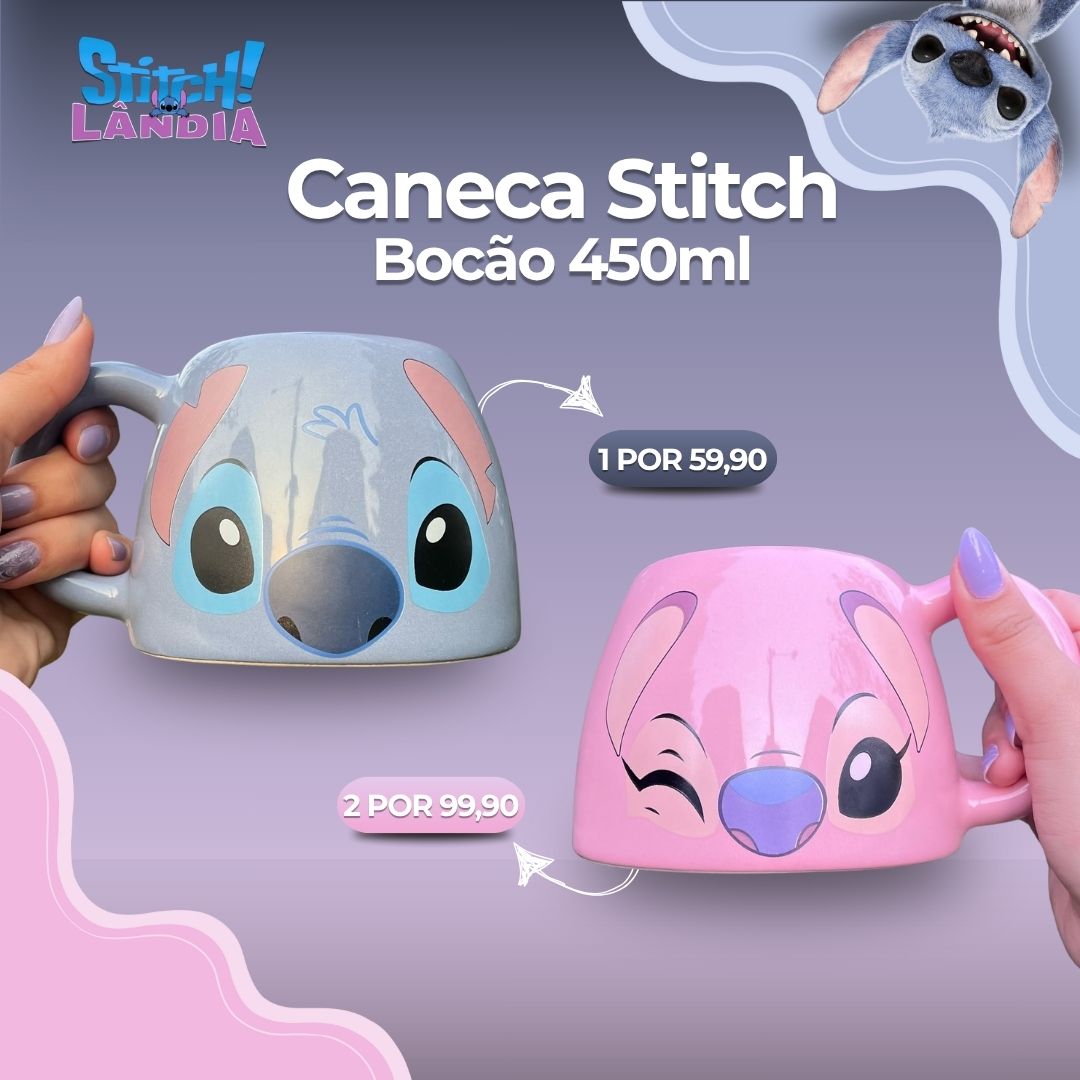 Caneca Stitch - Boca Fundo 450ml - 5% OFF no Pix