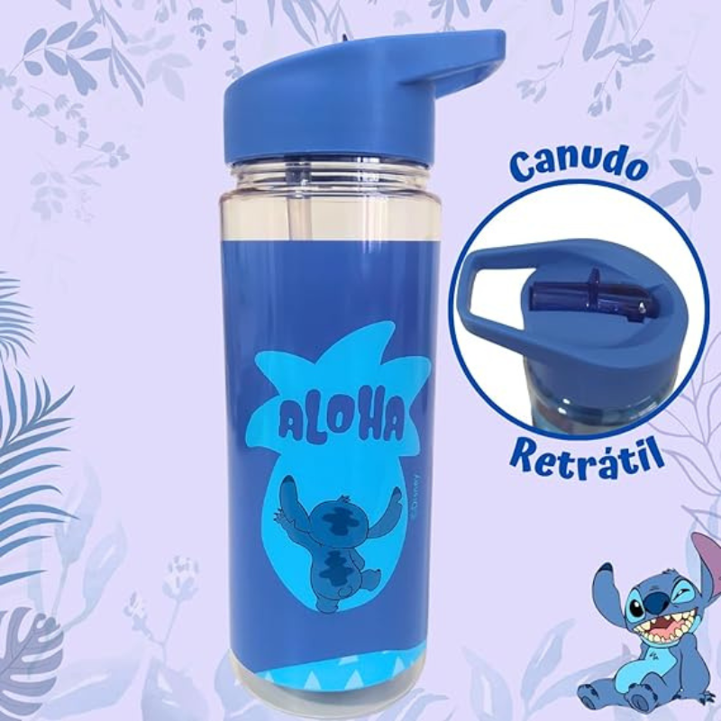Garrafa Squeeze 450ml com Mochila Stitch