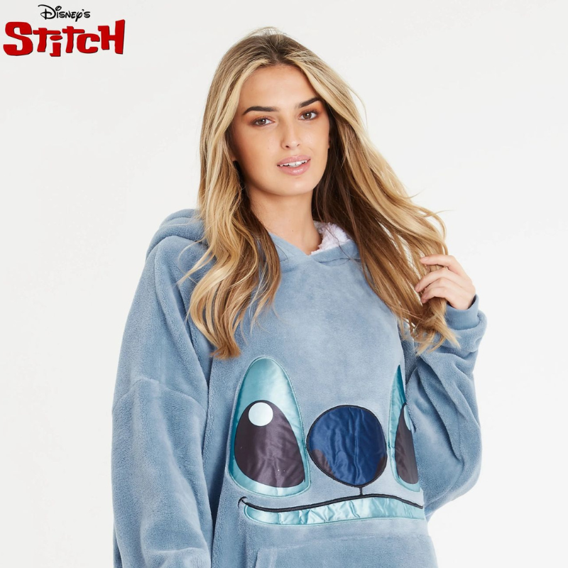 Stitch Ohana: Moletom Cobertor Disney com Capuz e Sherpa Quentinho
