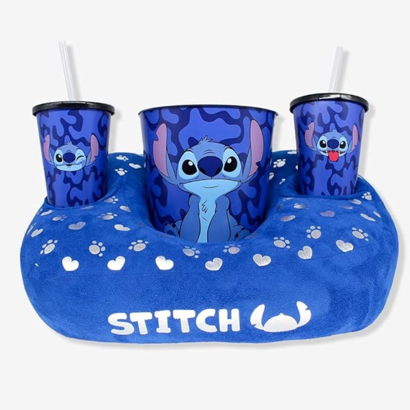 Kit Pipoca Stitch com Balde e 2 Copos com Canudo