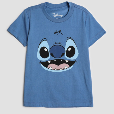 Camiseta Feminina Stitch Azul – Estampa Exclusiva do Rosto do Stitch