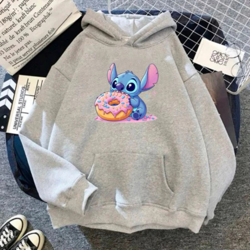 Moletom Canguru Stitch Adulto e Infantil com Capuz - Blusa de Frio Estilosa
