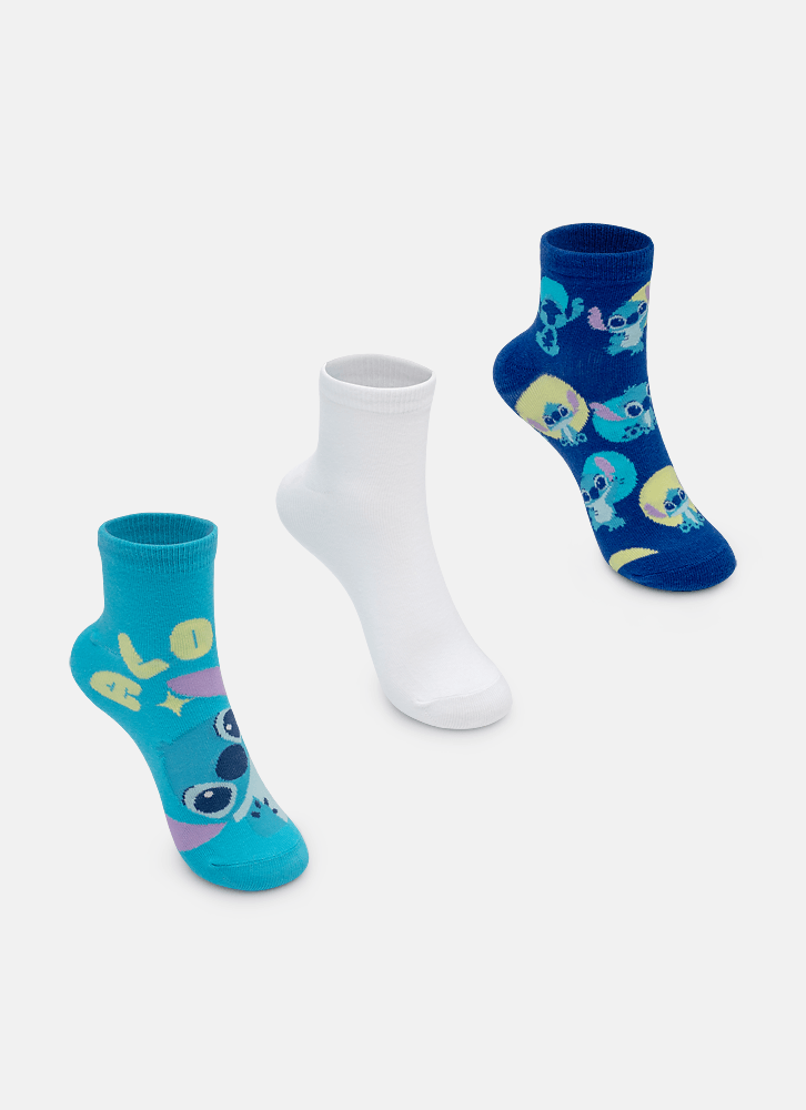 Kit com 3 meias Unissex Teen Stitch