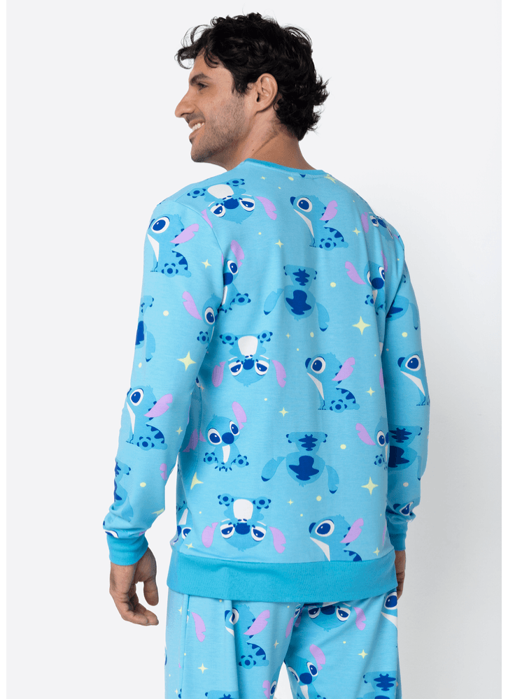 Pijama Manga Longa Ultra Visco Masculino Stitch
