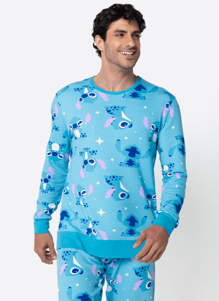 Pijama Manga Longa Ultra Visco Masculino Stitch