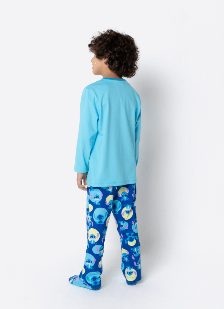 Pijama Manga Longa Algodão Menino Stitch