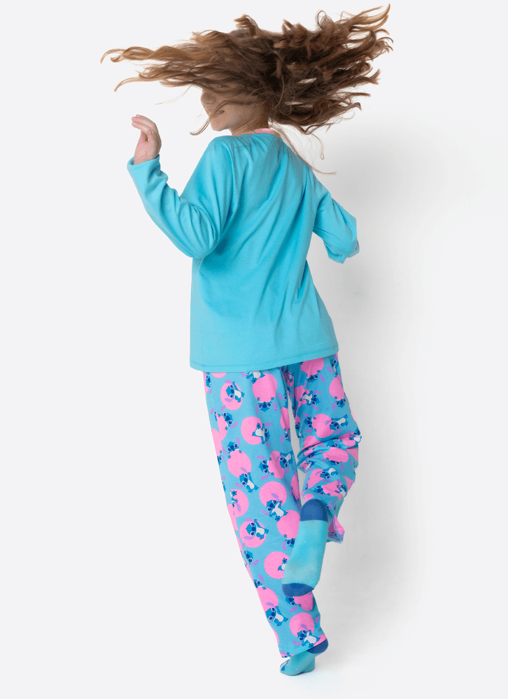 Pijama Manga Longa Algodão Menina Teen Stitch