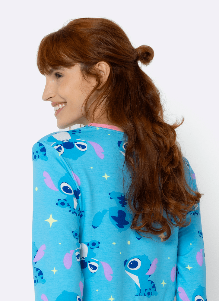 Pijama Manga Longa Ultra Visco Feminino Stitch