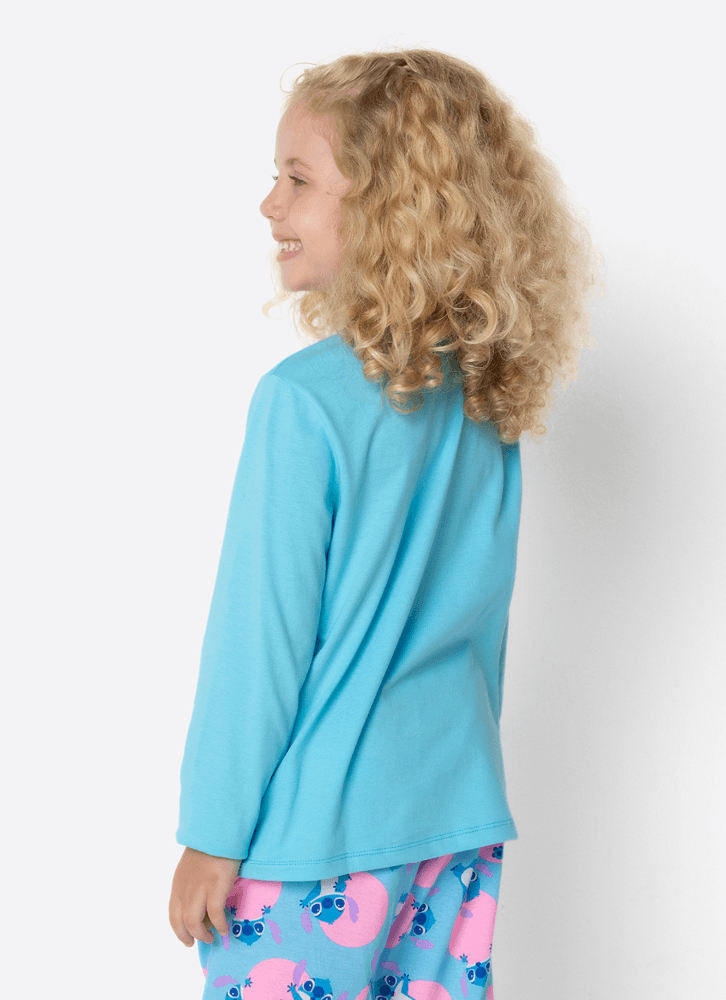 Pijama Manga Longa Algodão Menina Stitch