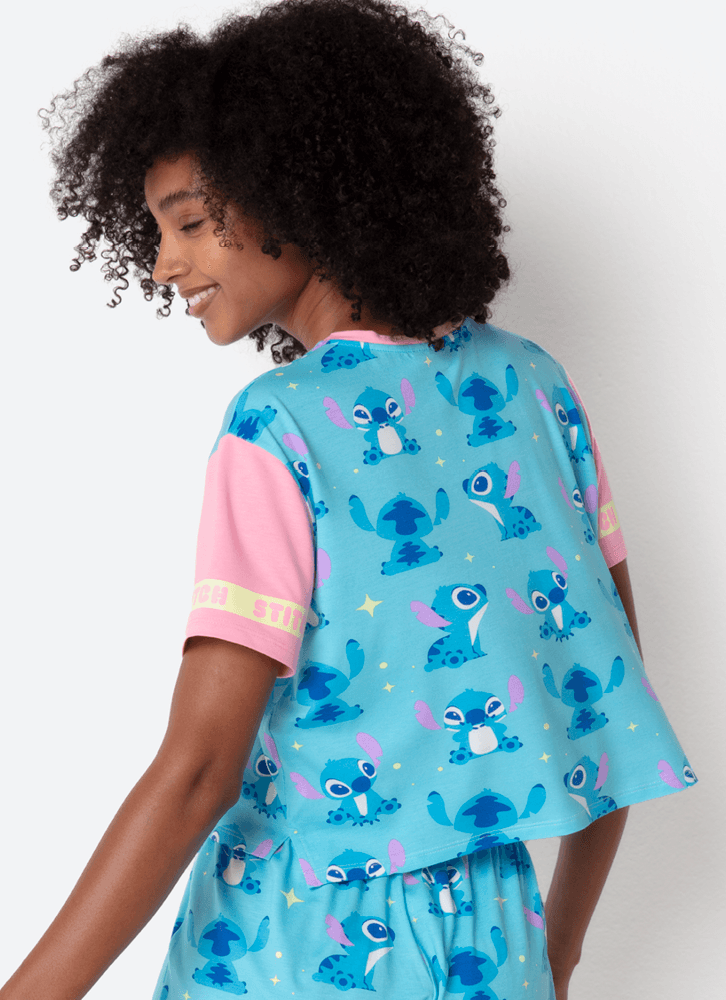Pijama Manga Curta Viscolycra Feminino Stitch