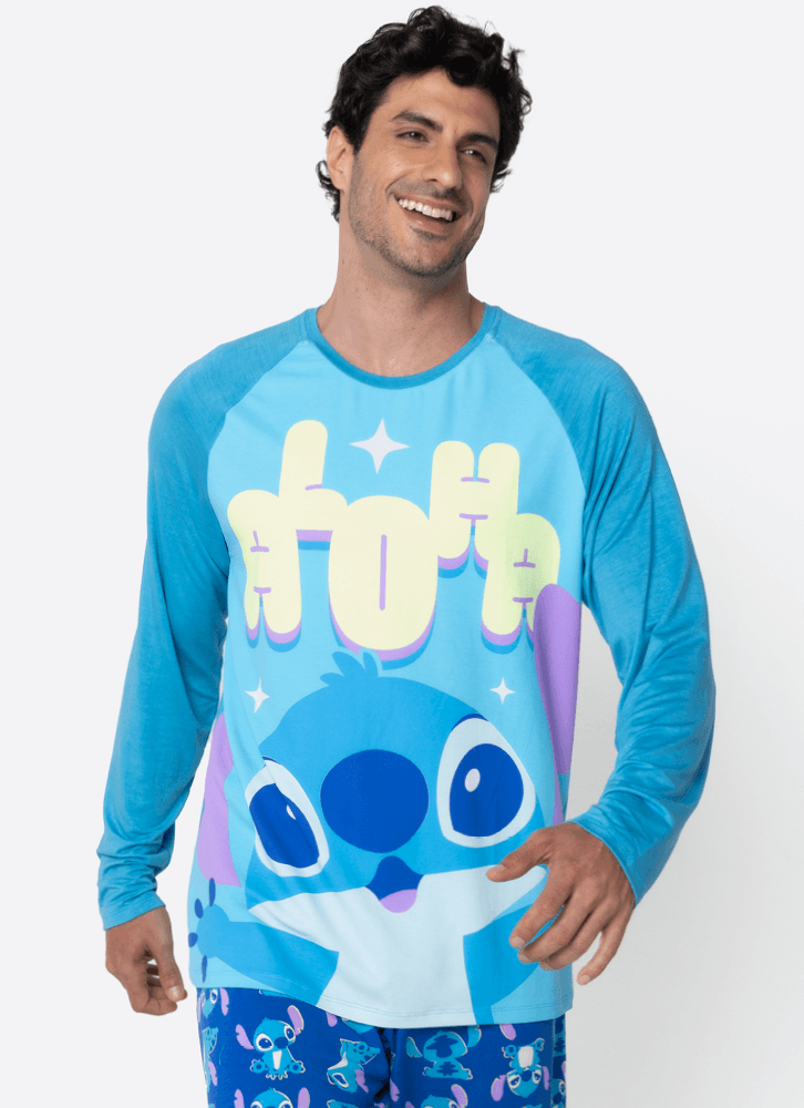 Pijama Manga Longa Viscolycra Masculino Stitch