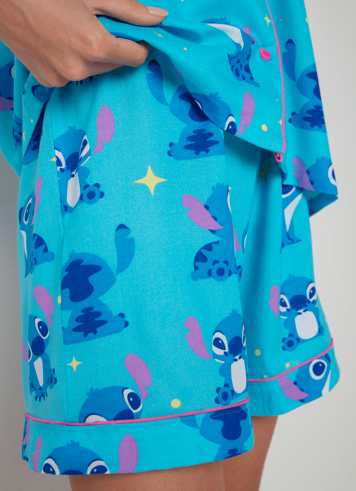 Pijama Manga Curta Viscose Feminino Stitch