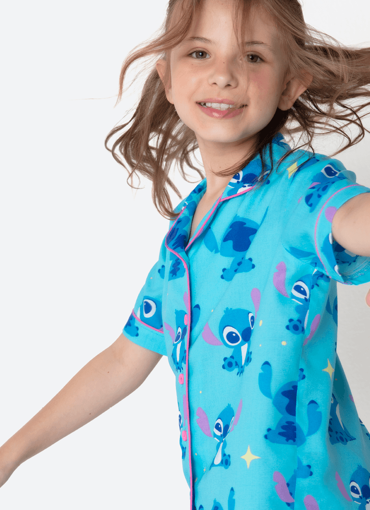 Pijama Manga Curta Viscose Menina Stitch