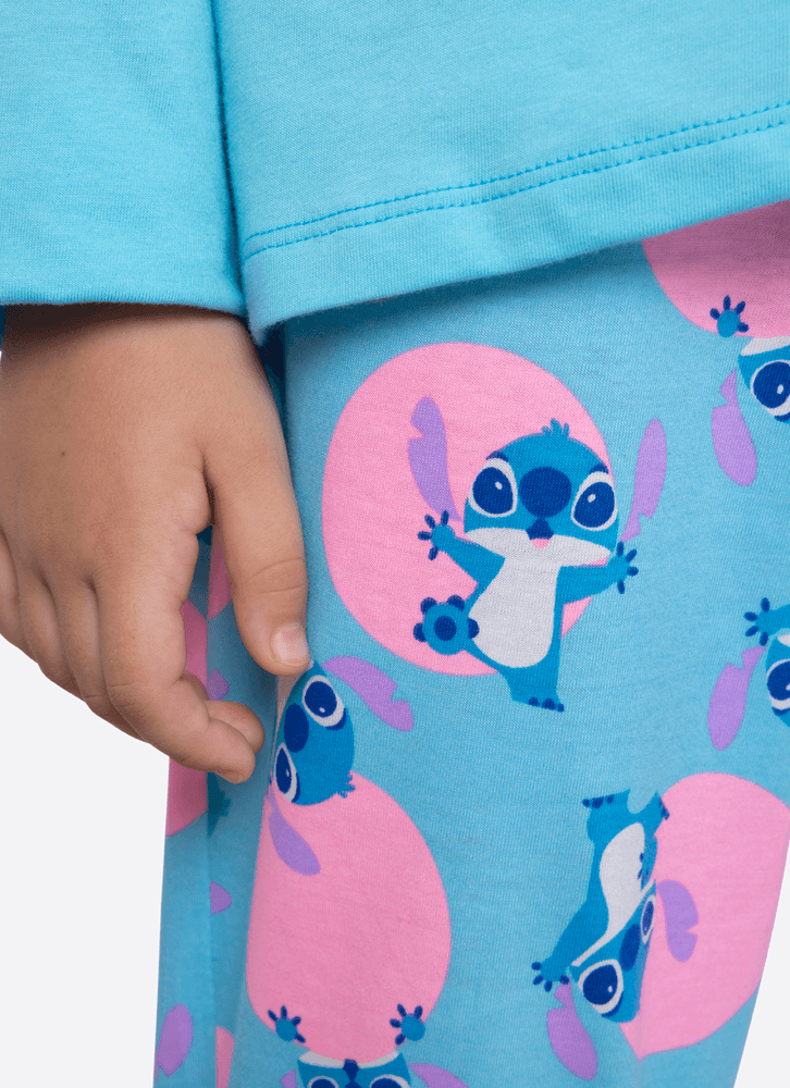 Pijama Manga Longa Algodão Menina Stitch