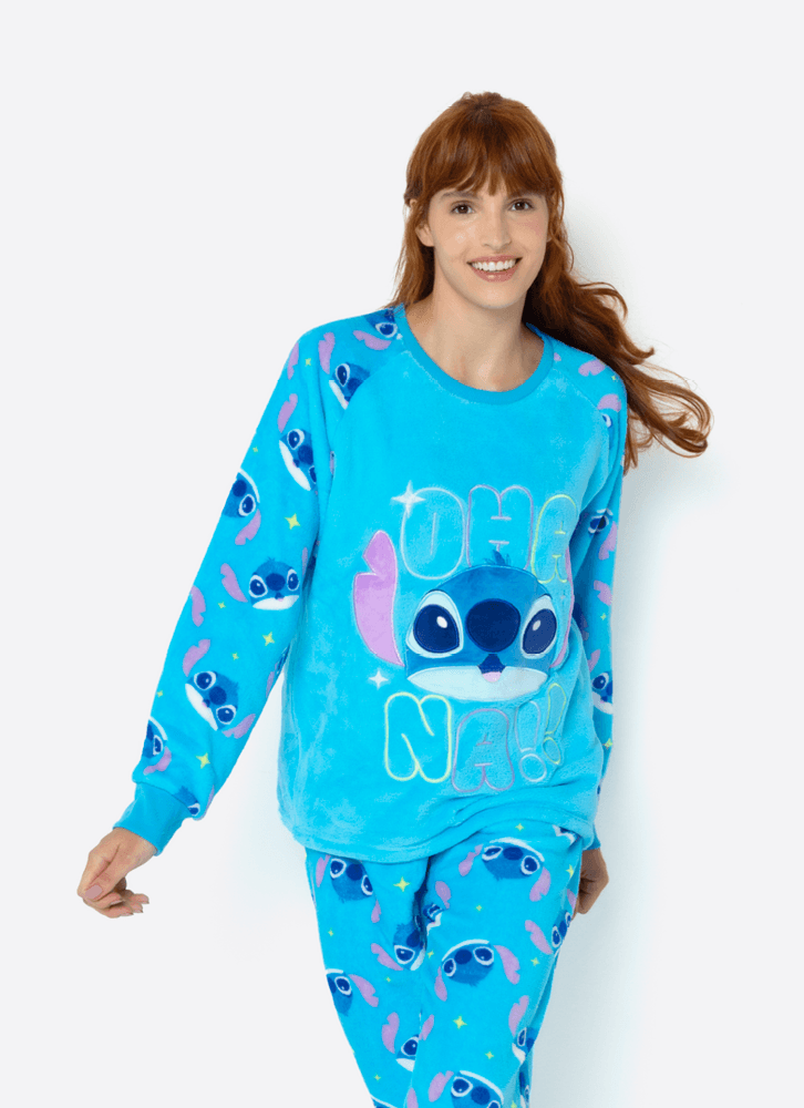 Pijama Manga Longa Soft Adulto Stitch