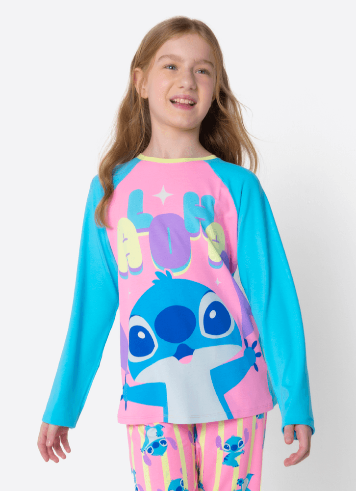 Pijama Manga Longa Menina Teen Stitch