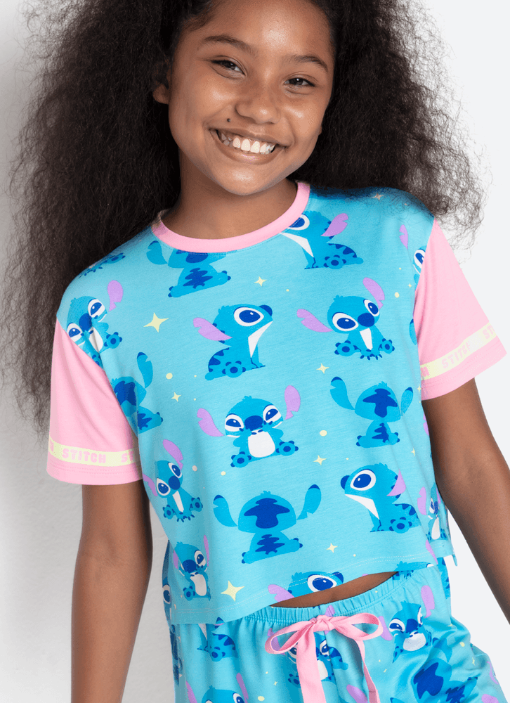 Pijama Manga Curta Viscolycra Menina Teen Stitch