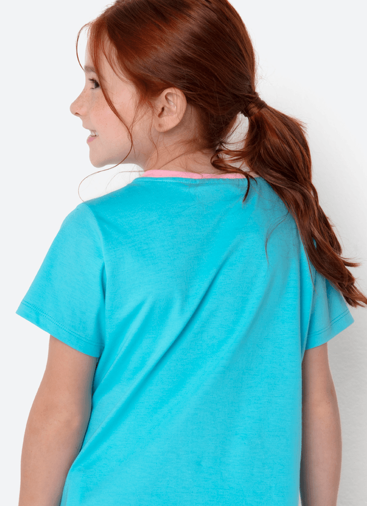 Pijama Manga Curta Algodão Menina Stitch
