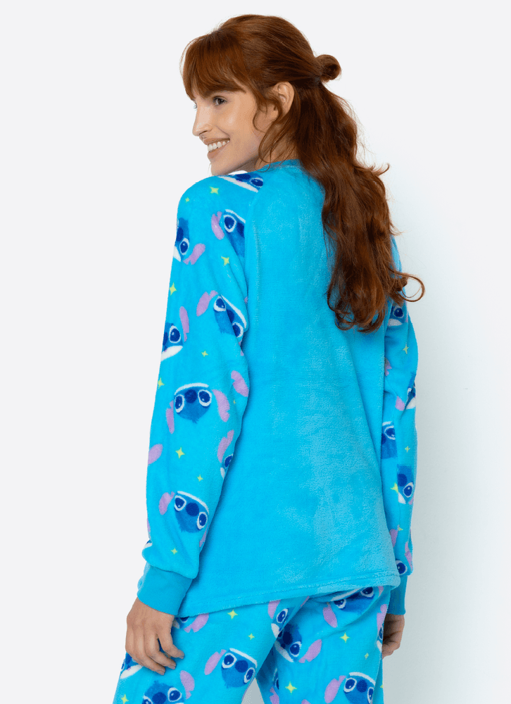 Pijama Manga Longa Soft Adulto Stitch
