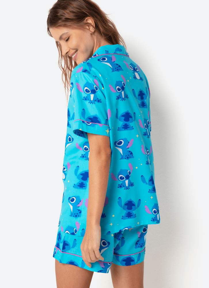Pijama Manga Curta Viscose Feminino Stitch