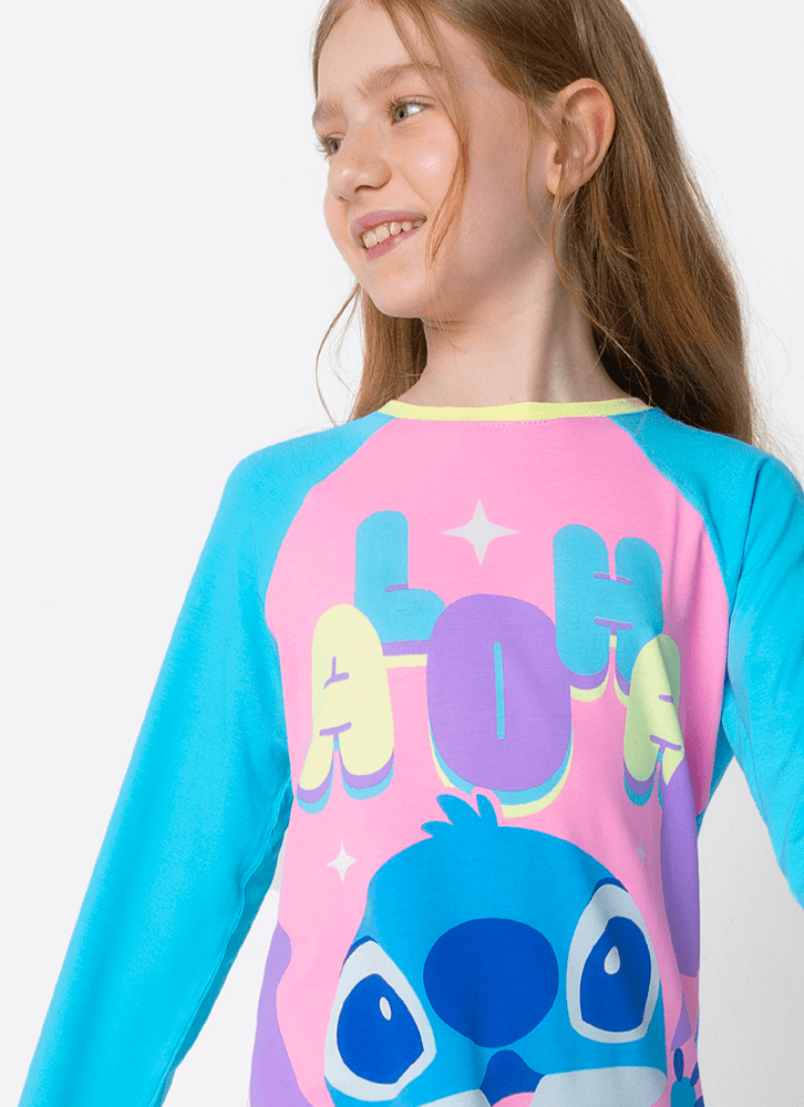 Pijama Manga Longa Menina Teen Stitch