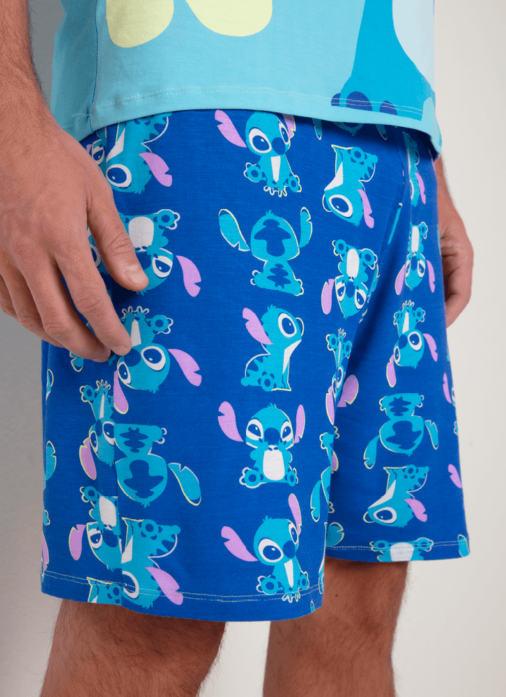 Pijama Manga Curta Viscolycra Masculino Stitch