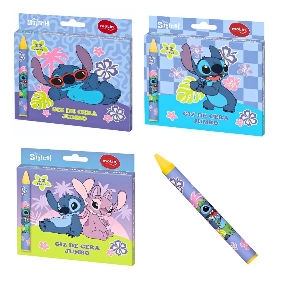 Giz de Cera Jumbo Stitch Disney 12 Cores