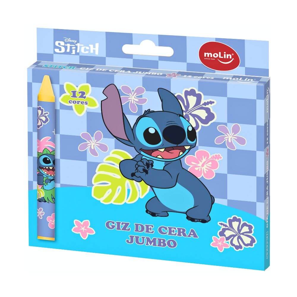 Giz de Cera Jumbo Stitch Disney 12 Cores
