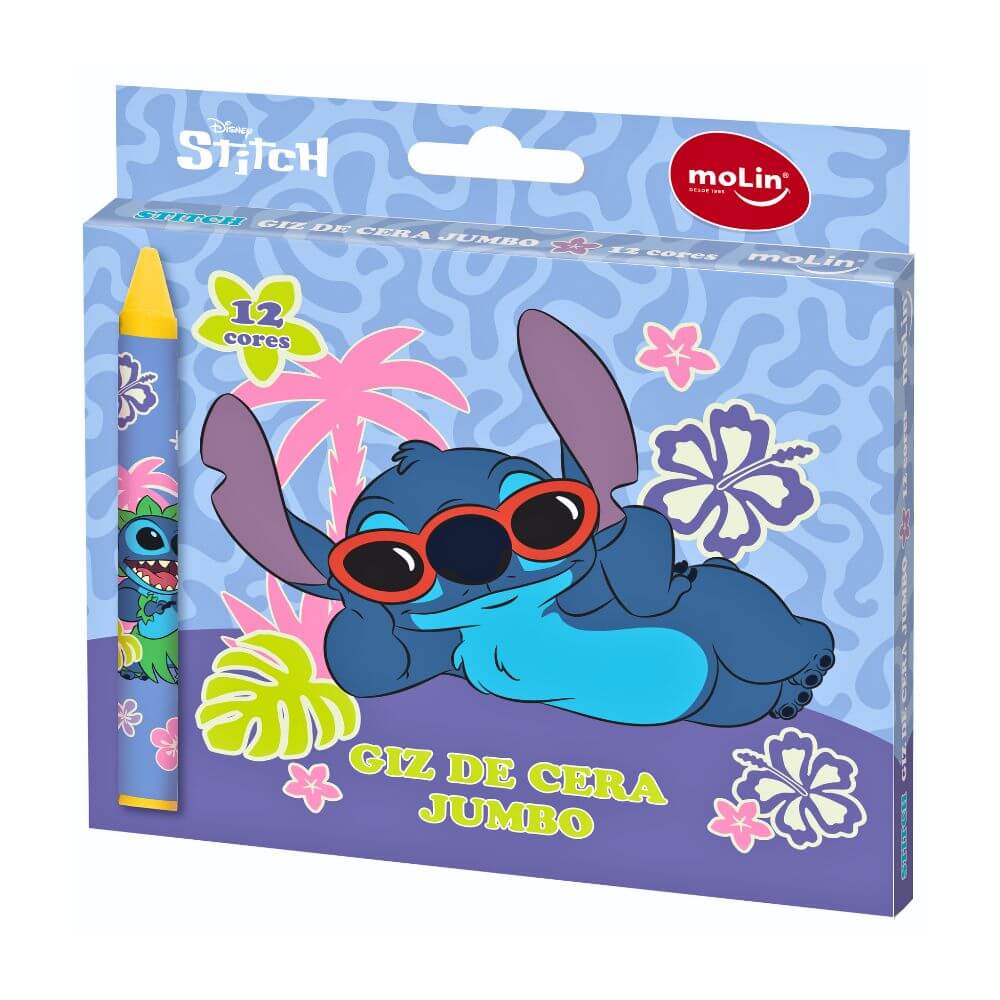 Giz de Cera Jumbo Stitch Disney 12 Cores