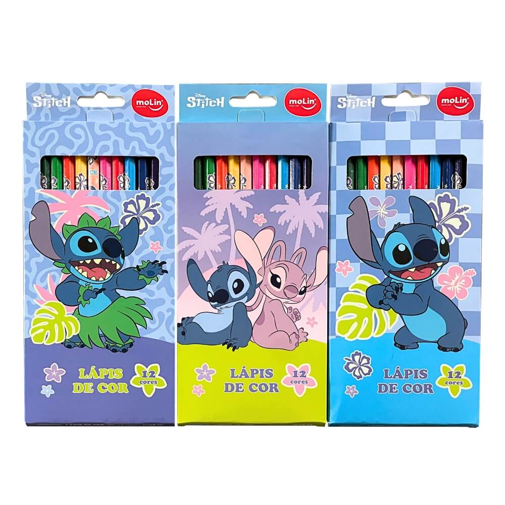 Lápis de Cor Stitch Disney 12 Cores